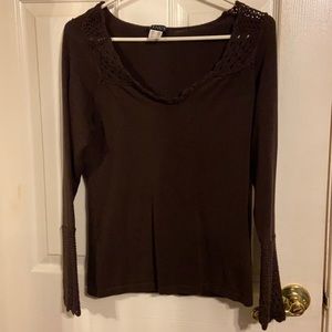 Woman’s Brown sweater top with bell sleeve